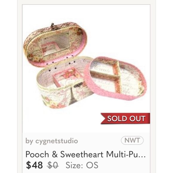 Pooch & Sweetheart Multi-Purpose Oval Vanity Case Jewelry Box w/**Mirror (81000) - Picture 7 of 7